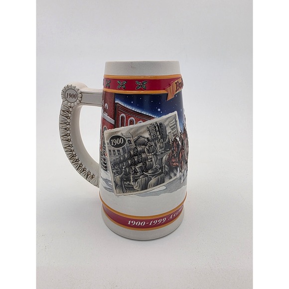 Budweiser Other - Budweiser 1999 Holiday Stein A Century of Tradition Clydesdales Beer Mug